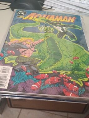 DC Aquaman Comic Cover - Green, Red, Blue In A Sleeve